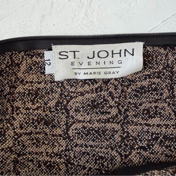 St John Evening Collection Reptile Snake Print Textured Sequin Chic Dress Sz 12 - Picture 3 of 7